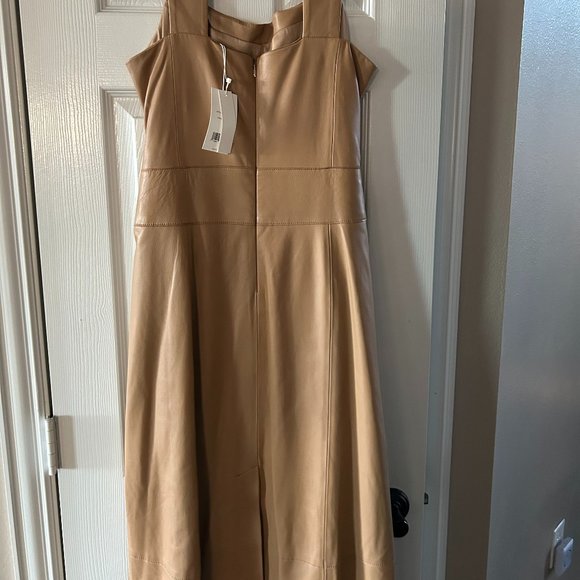 VINCE Belted Leather Tank Midi Dress - Picture 4 of 7